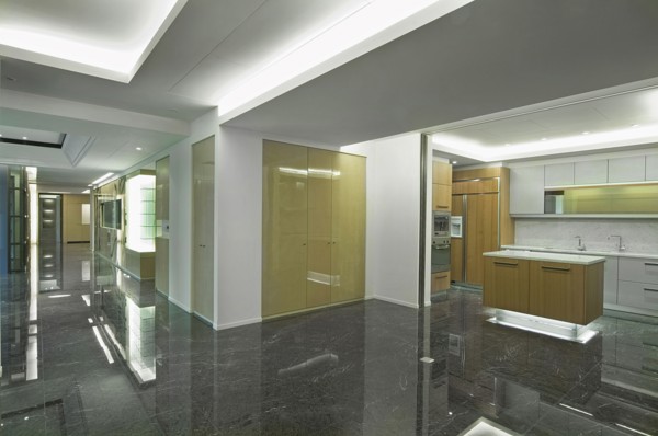Empty modern interior with marble floors