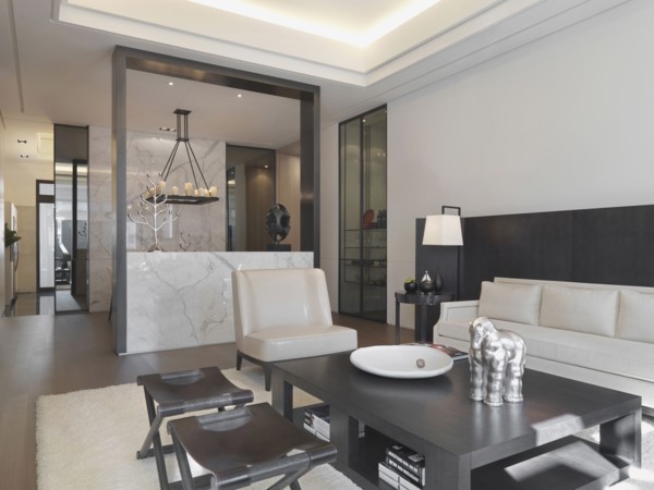 Black and white modern living room