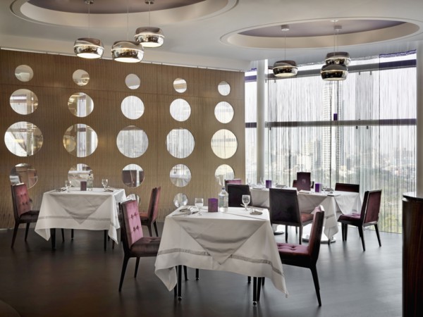 Interior of dining area in luxury hotel