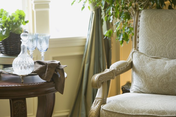 Detail elegant armchair and end table