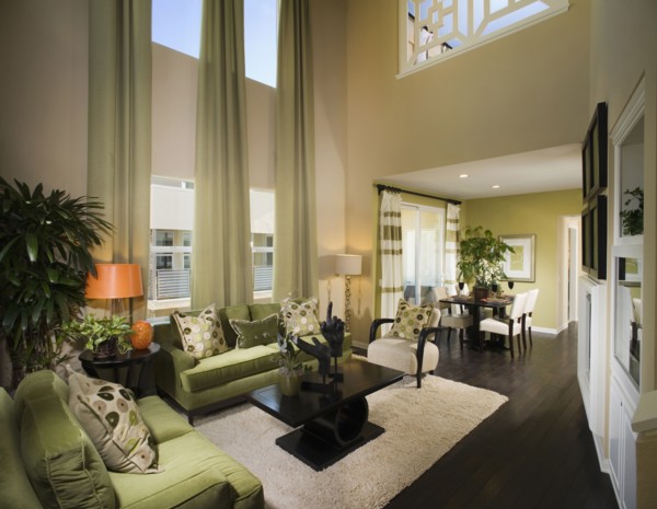 Large Contemporary Living Room with Tall Ceilings