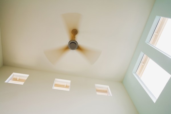 Modern Ceiling Fan with Wood Blades in Motion