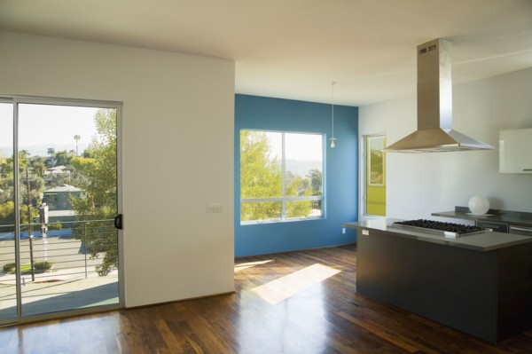 Interior of Empty Modern Kitchen and Living Room