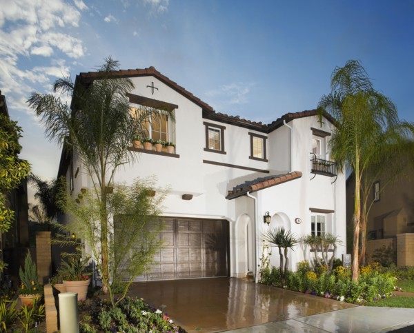 Exterior of a Spanish style house in the afternoon