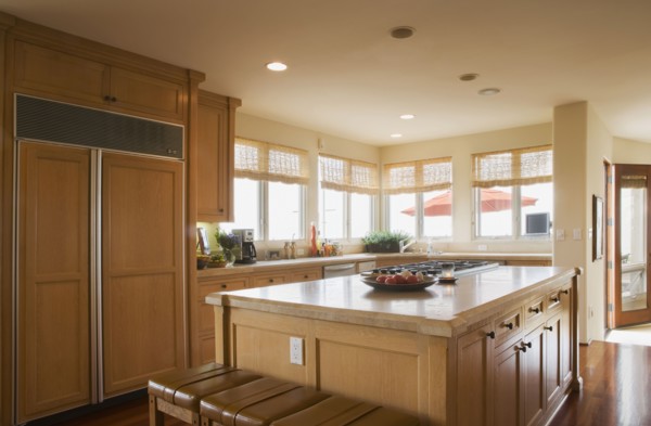 Image of contemporary kitchen with island.