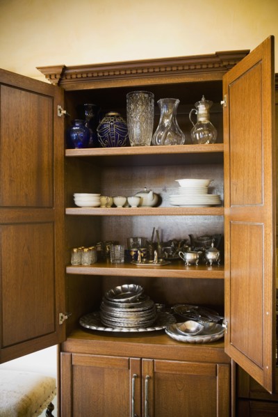 Pantry filled with vintage dishware