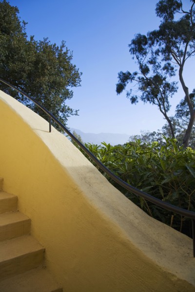 Detail of an exterior winding staircase