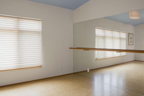 Home yoga studio with mirror