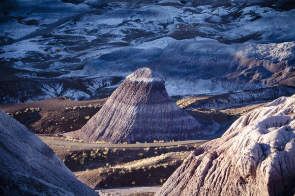 Multicolor rock formations in remote landscape