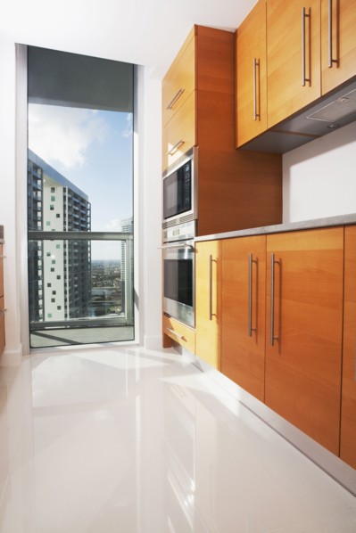 Cabinets and window in modern kitchen