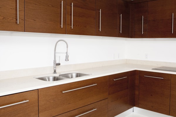 Sink and cabinets in modern kitchen