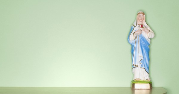 Religious figurine on counter top
