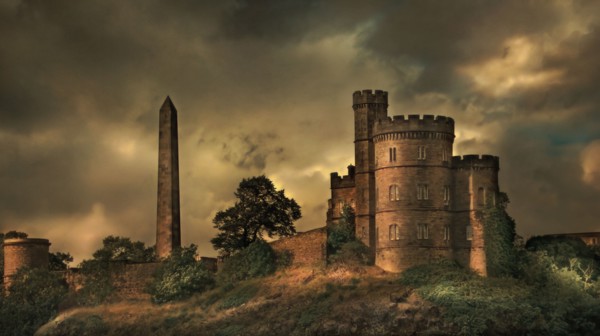 Castle overlooking rural landscape