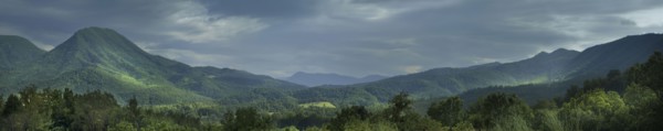 Mountains in rural landscape