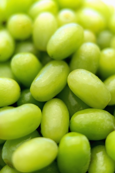 Pile of fresh wet green grapes