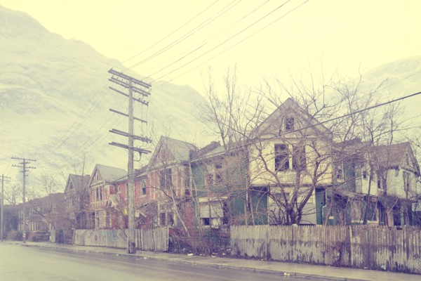 Dilapidated city neighborhood