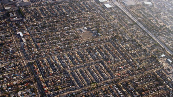Aerial view of Los Angeles cityscape