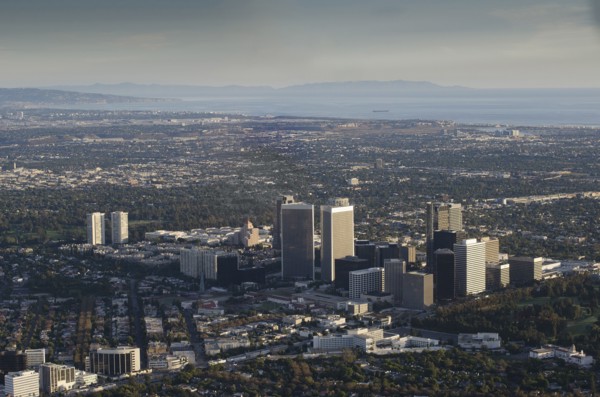 Aerial view of Los Angeles cityscape