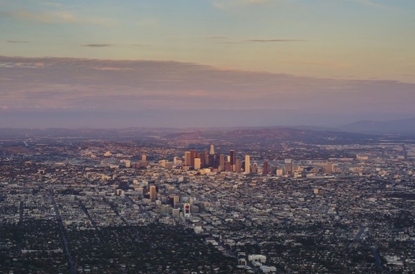 Aerial view of Los Angeles cityscape