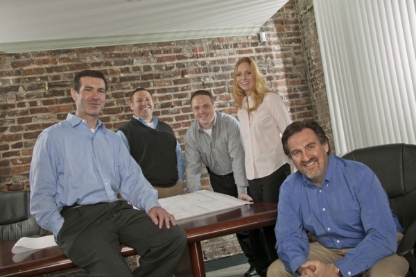 Business people smiling in office