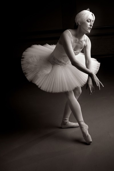 Caucasian ballet dancer wearing tutu