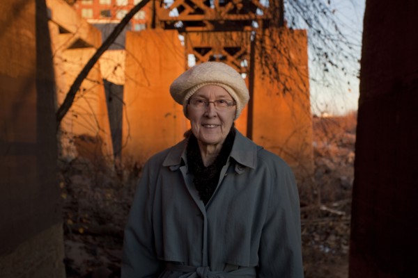 Portrait of smiling Caucasian woman outdoors