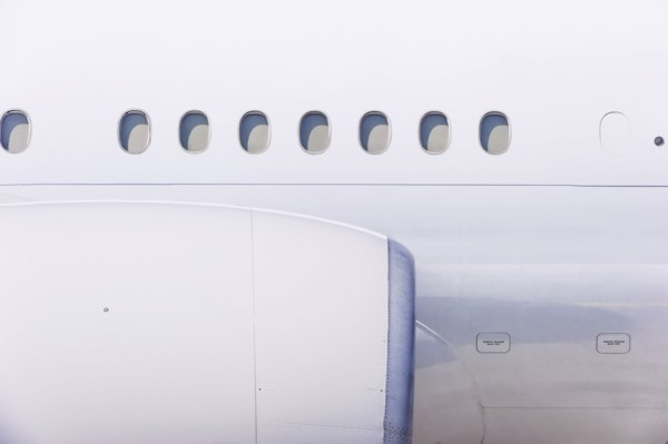 Engine and windows on airplane