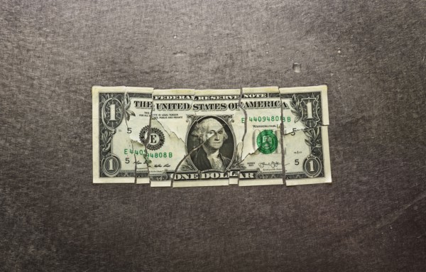 Broken dollar bill