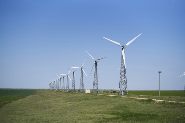 Row of wind turbines