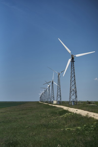 Row of wind turbines