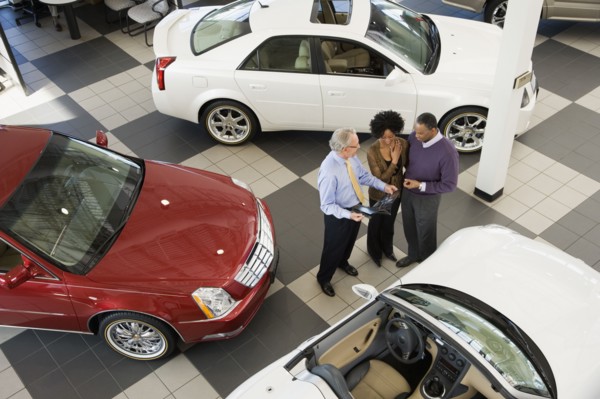 Couple buying a car