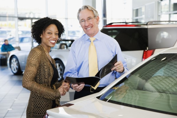 Woman buying a car