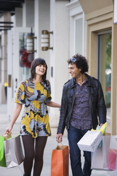 Happy couple shopping