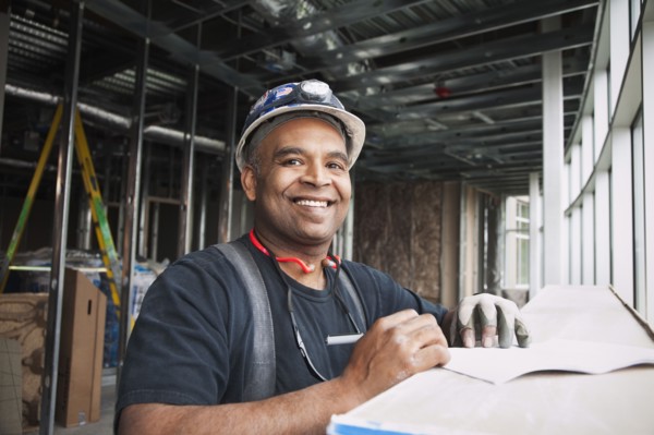 Mixed race worker on construction site