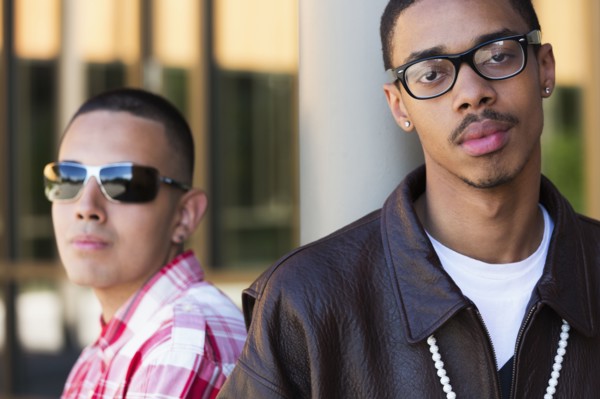 Teenage boys standing outdoors