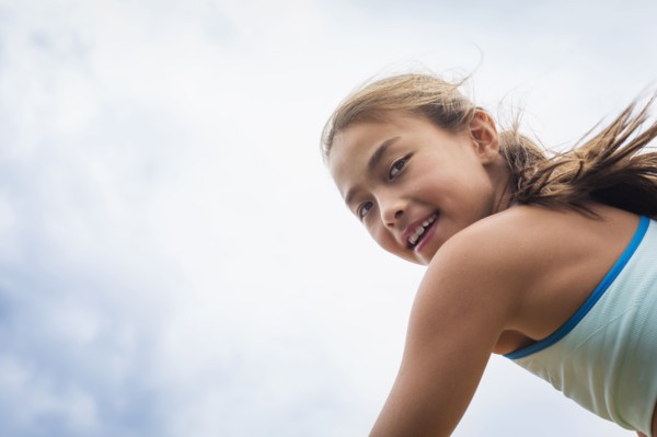 Mixed race girl smiling