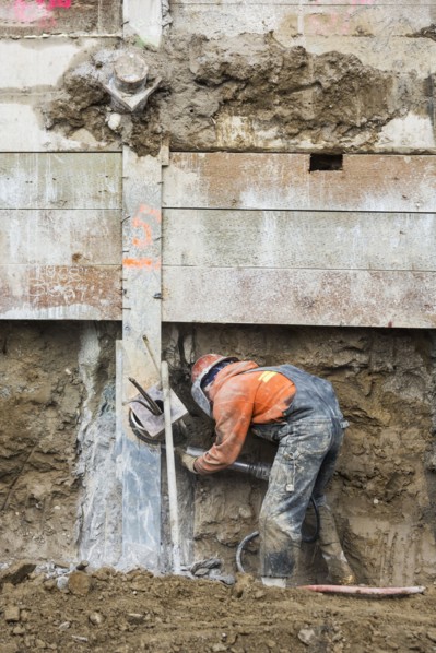 Caucasian worker at construction site