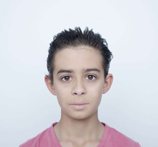 Close up of serious mixed race boy