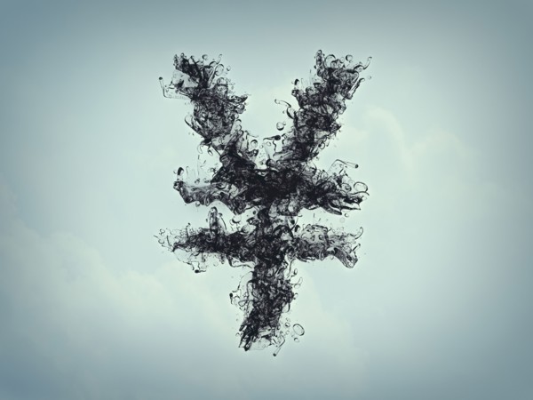 Smoke forming shape of yen sign