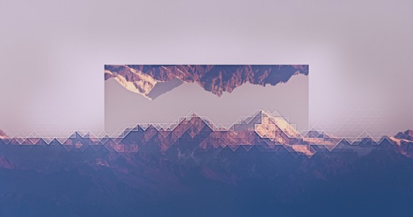Mirror images of mountain landscape