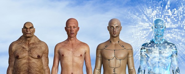 Evolution of man from caveman to robot