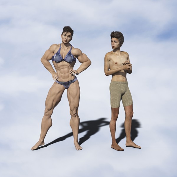 Strong woman and weak man