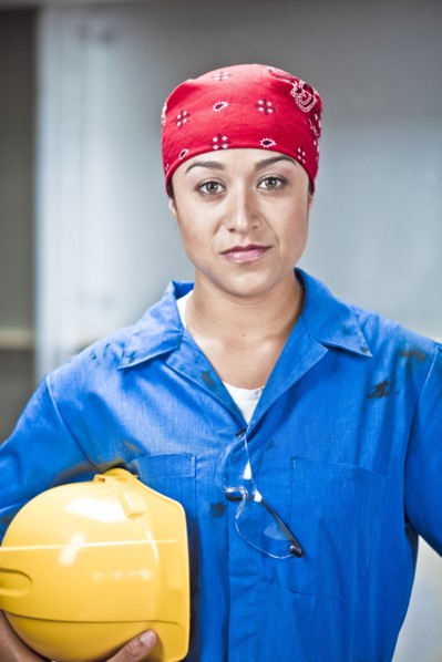 Hispanic female construction worker