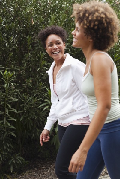 Friends walking outdoors