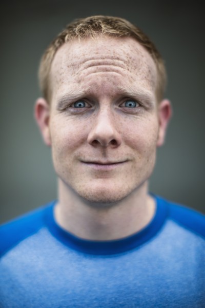 Close up of Caucasian man making a face