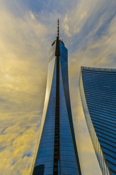 Urban skyscraper and cloudy sky