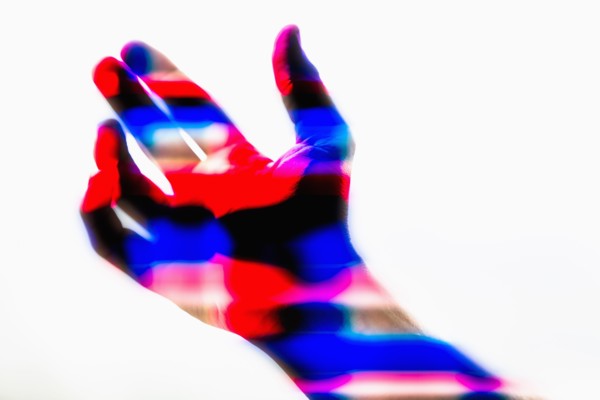 Thermal image of hand of Caucasian man