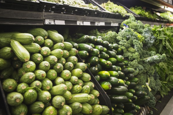 Close up of produce for sale in grocery store
