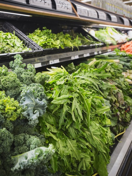 Close up of produce for sale in grocery store