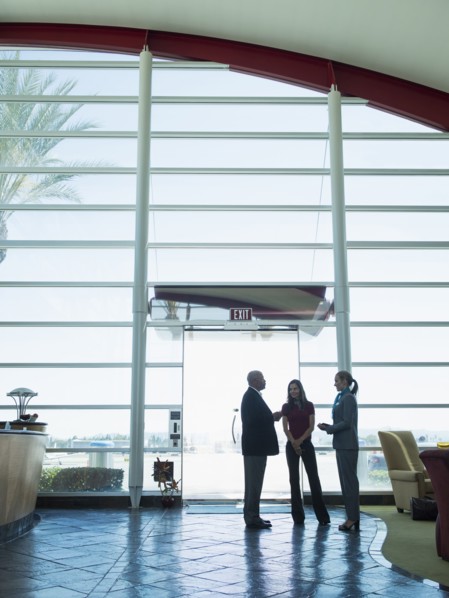 Business people talking in airport